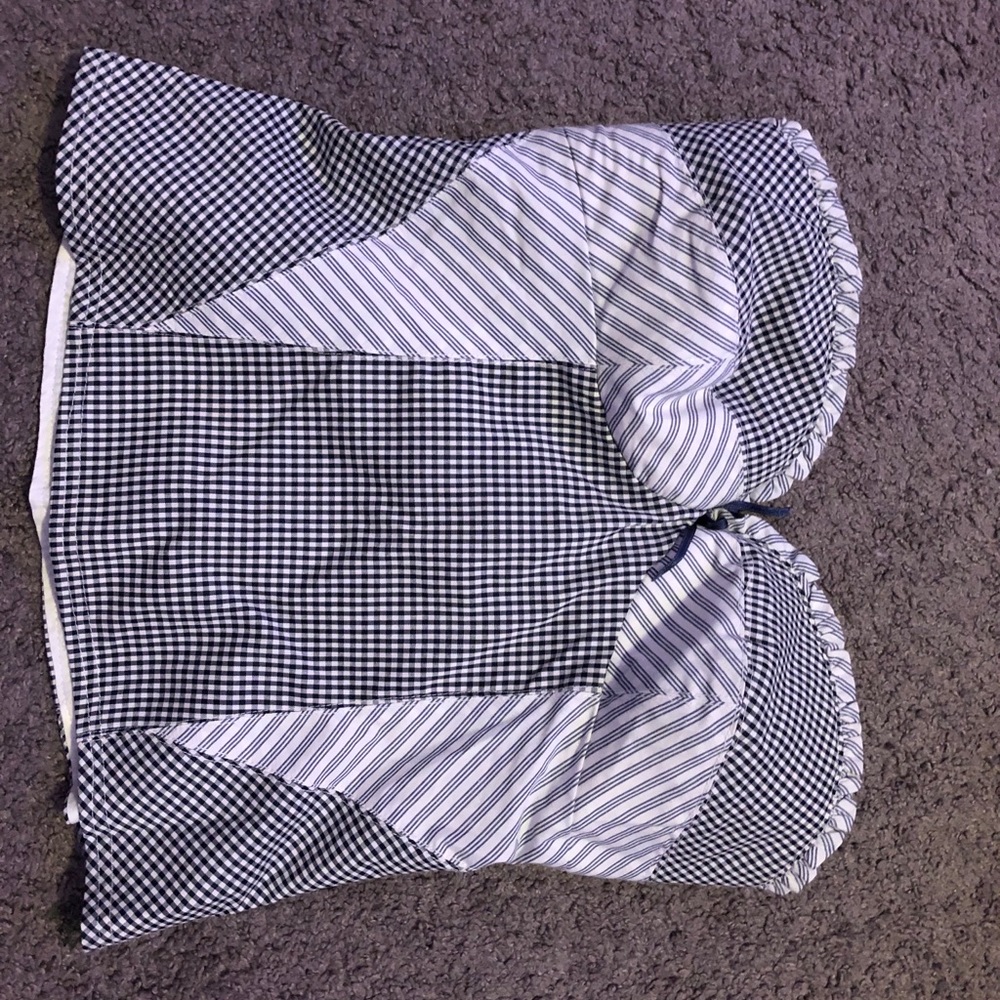 dark blue and white corset